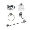 Ver imagem 1 de Kit acessórios para banheiro adesivo (dispensa furos) - Cromado