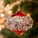 Ver imagem 4 de Enfeite de Natal Bolas Glitter Vermelho Plástico Kit 6 8cm Outras Marcas