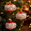 Ver imagem 1 de Enfeite de Natal Bolas Glitter Vermelho Plástico Kit 6 8cm Outras Marcas