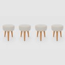 Ver imagem 1 de Kit 4 Banqueta Baixa Cozinha 48cm Estofada Off-white Madeira Maciça Urban