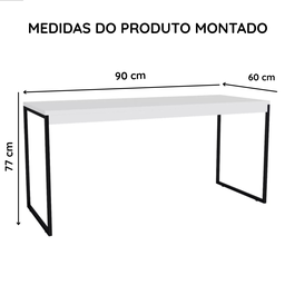Mesa Industrial para Computador Diretor Pés de Ferro 90 Cm - Branco - 6