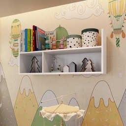 Nicho de Parede Cubo e Livreiro 90cm Linha Favo de Mel Fm022 Completa Móveis - Branco - 1