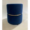 Puff Banqueta Redondo Luxo Cinta Dourada Decorar Sala Moveis (azul) - 1