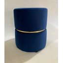 Ver imagem 1 de Puff Banqueta Redondo Luxo Cinta Dourada Decorar Sala Moveis (azul)