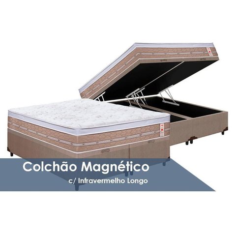 Colchão Queen Castor Premium Magnético+Baú Bege 158x198