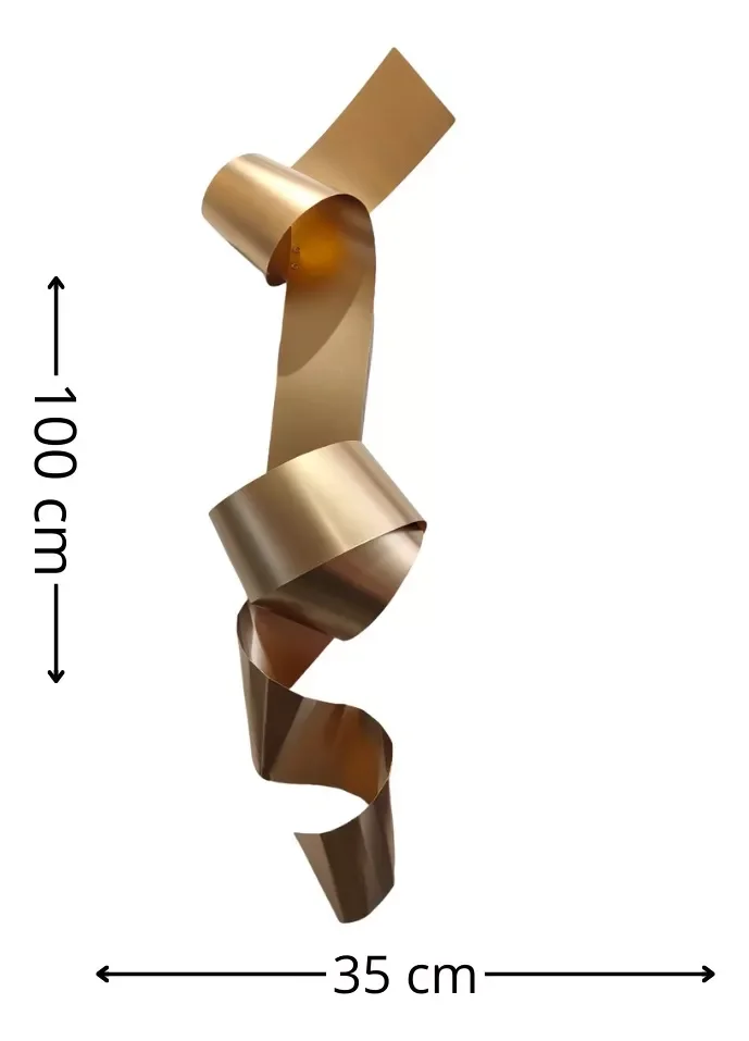 Escultura Parede de Metal Decoração Sala Quarto Escritório Dourado - 2