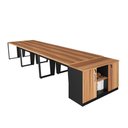 Ver mais imagens de Plataforma de Trabalho para Escritório com Armário 2 Portas MDP 405cm Nogal com Preto