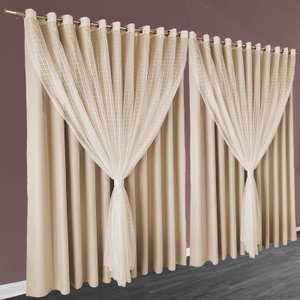 cortina blackout sala e quarto 6,00 x 2,80 voal Miami palha