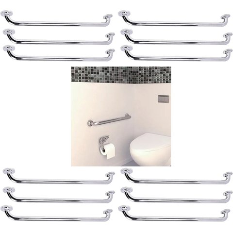 Alça Apoio Barra Suporte Anti Queda 70cm Kit 12 Uni Banheiro Casa Cadeirante Varanda Box Idoso Gesta
