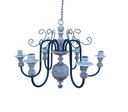 Ver imagem 1 de Lustre Rustico Madeira Torneada patina branca Ferro Artesanal 6 Bocais