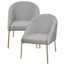 Ver imagem 1 de Kit 2 Banqueta Poltrona Lua Pé Metal Bouclê Ideal para Sala Penteadeira ou Salão:cinza Claro