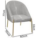 Ver imagem 5 de Kit 2 Banqueta Poltrona Lua Pé Metal Bouclê Ideal para Sala Penteadeira ou Salão:cinza Claro