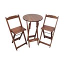 Ver imagem 1 de Mesa Bistrô Dobrável de Madeira Redonda com 2 Banquetas Imbuia