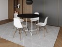 Ver imagem 1 de Mesa Industrial Base Ferro Branco em V Tampo 110cm Preto 4 Cadeiras Eames Madeira Assento Branco
