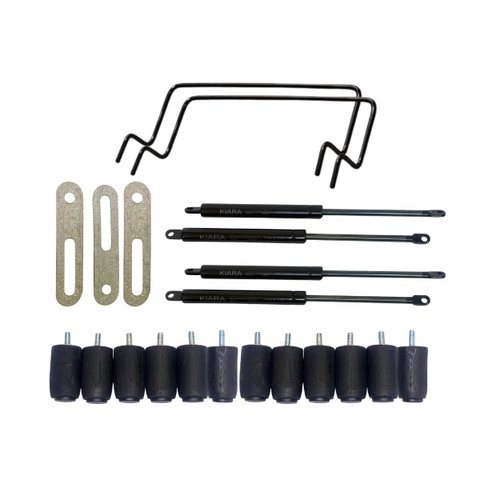Kit Baú Bipartido - 3 Chapas de União + 2 Arcos + 4 Pistões a Gás 800n + 12 Pés de Madeira 6cm