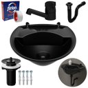 Ver imagem 1 de Pia Lavatório Banheiro 4l + Torneira Preta + Sifão Universal