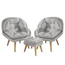 Ver imagem 2 de Conjunto Poltronas Sênior em Suede Premium com Puff e Pés de Madeira:cinza