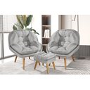 Ver imagem 1 de Conjunto Poltronas Sênior em Suede Premium com Puff e Pés de Madeira:cinza