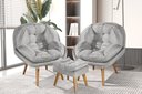 Ver imagem 1 de Conjunto Poltronas Sênior em Suede Premium com Puff e Pés de Madeira:cinza