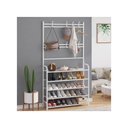 Ver imagem 3 de Guarda Roupa Organizador Arara 5 Prateleiras Cabideiro Rack Sapateira Bolsa Brinquedos Sapatos