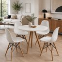 Ver imagem 1 de Conjunto Mesa de Jantar Redonda 70cm 4 Cadeiras Charles Eames Eiffel - Branco