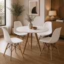 Ver imagem 2 de Conjunto Mesa de Jantar Redonda 70cm 4 Cadeiras Charles Eames Eiffel - Branco