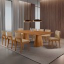 Ver imagem 1 de Sala de Jantar Mesa Noronha 220cm Tampo Laminado Barril com 8 Cadeiras Bella