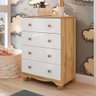 Cômoda Infantil Júnior New 4 Gavetas 100% Mdf Branco Brilho/amêndoa - Móveis Peroba - 1