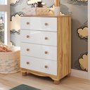 Ver imagem 2 de Cômoda Infantil Júnior New 4 Gavetas 100% MDF Branco Brilho/Amêndoa - Móveis Peroba