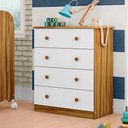 Ver imagem 7 de Cômoda Infantil Júnior New 4 Gavetas 100% MDF Branco Brilho/Amêndoa - Móveis Peroba