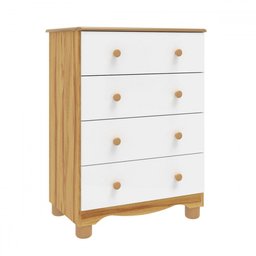 Cômoda Infantil Júnior New 4 Gavetas 100% Mdf Branco Brilho/amêndoa - Móveis Peroba - 2