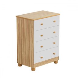 Cômoda Infantil Júnior New 4 Gavetas 100% Mdf Branco Brilho/amêndoa - Móveis Peroba - 3