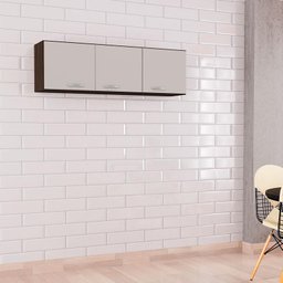 Armário Aéreo para Cozinha 3 Portas 120 Cm Chocolate Off White– Poquema - 3