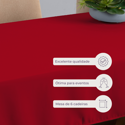 Toalha de Mesa 6 Lugares Tecido Oxford Liso 1 Peça Básica Cozinha Mesa de Jantar Vermelho - 7
