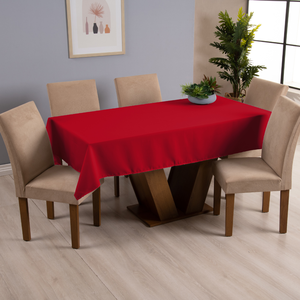 Toalha de Mesa 6 Lugares Tecido Oxford Liso 1 Peça Básica Cozinha Mesa de Jantar Vermelho