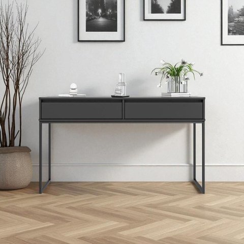 Aparador Buffet Industrial 2 Gavetas MDF-MDP 110cm Preto Mais de Casa