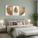 Ver imagem 6 de Kit 3 Quadros Folhagem Palha Nude com Moldura:branca