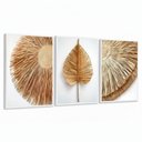 Ver imagem 1 de Kit 3 Quadros Folhagem Palha Nude com Moldura:branca