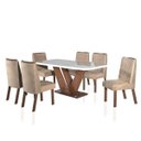 Ver imagem 2 de Conjunto Sala de Jantar Mesa Tampo Vidro e Mdf 6 Cadeiras Yescasa
