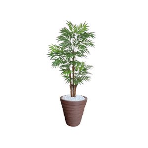 Planta Artificial Árvore Palmeira Phoenix 1,77m kit + Vaso Redondo D. Grafiato Marrom 40cm