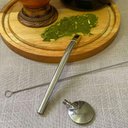 Ver imagem 5 de Bomba para Chimarrão 19cm Bojo 800 Furos Inox Bocal Dourado Lisa Bortonaggio