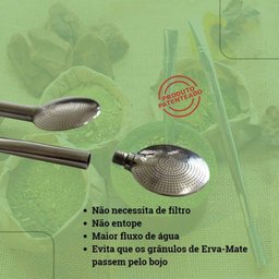 Bomba para Chimarrão 19cm Bojo 800 Furos Inox Bocal Dourado Lisa Bortonaggio - 3