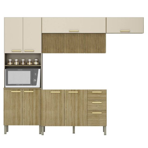 Armário de Cozinha 5 Peças Urban04 Balcão sem Tampo 120cm K02 Freijó/Vanilla - Mpozenato