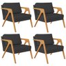 Kit 4 Poltronas Decorativa para Sala Estar Pietra Estrutura de Madeira L02 Suede Preto - Lyam - 1