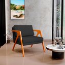 Ver imagem 2 de Kit 4 Poltronas Decorativa para Sala Estar Pietra Estrutura de Madeira L02 Suede Preto - Lyam