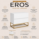 Ver imagem 2 de Mesa de Cabeceira 60cm 2 Gavetas Branco Cama Casal Pés de Ferro Dourado