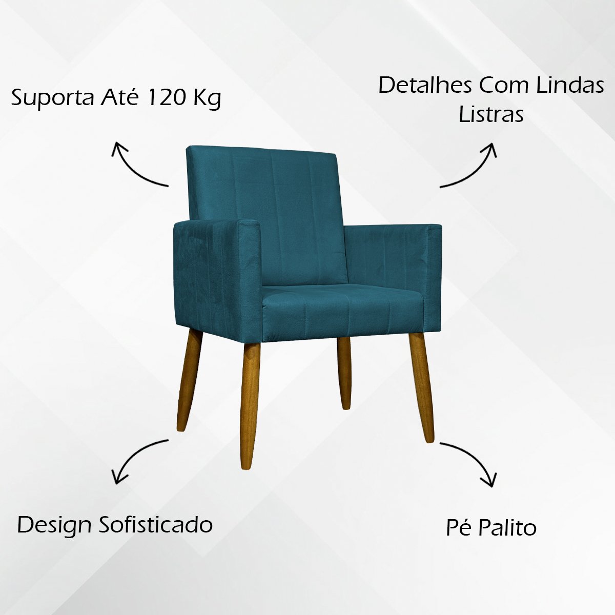 Kit 3 Poltronas Decorativas Confortáveis para Sala Mari Suede Cores - 8