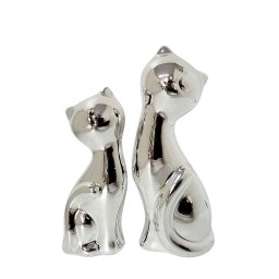 Kit Decor Porta Sabonete Líquido e Casal Gato Porcelana - 2