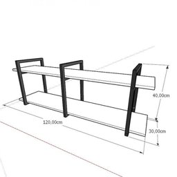 Prateleira industrial para cozinha aço cor preto prateleiras 30cm modelo ind05 - 2