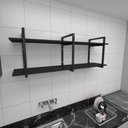 Ver imagem 1 de Prateleira industrial para cozinha aço cor preto prateleiras 30cm modelo ind05